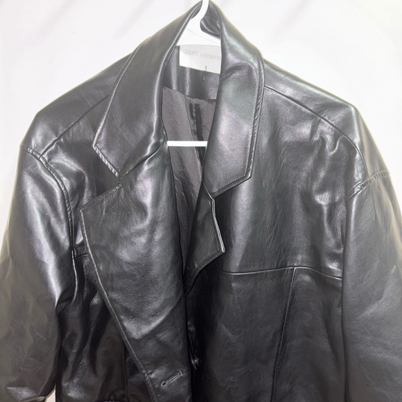 Black Leather Jacket DEPT.ANONYM - Picture 1 of 3